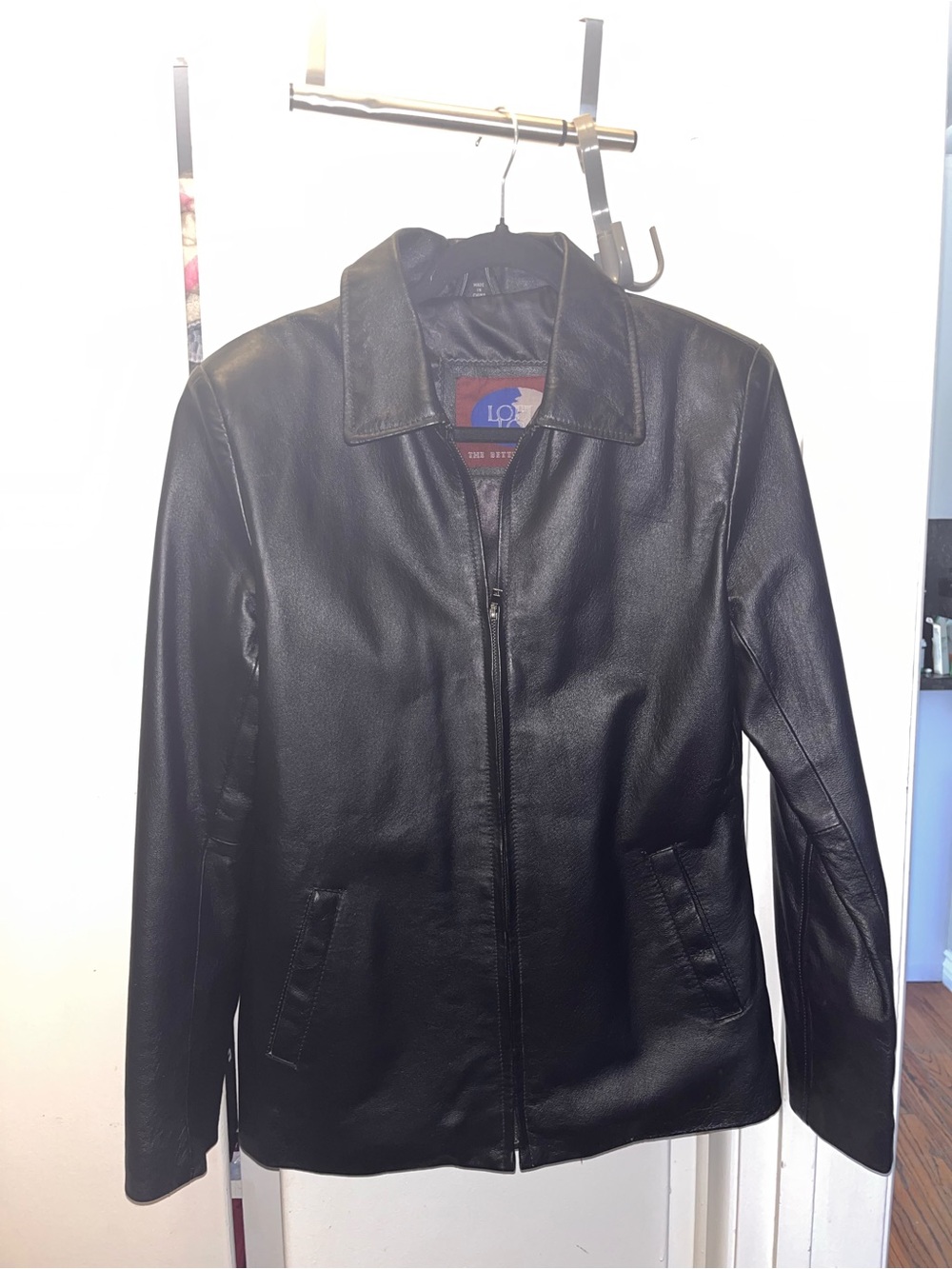 Women's Black Leather Zip-Front Jacket